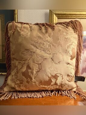 Gold fringed angel pillow